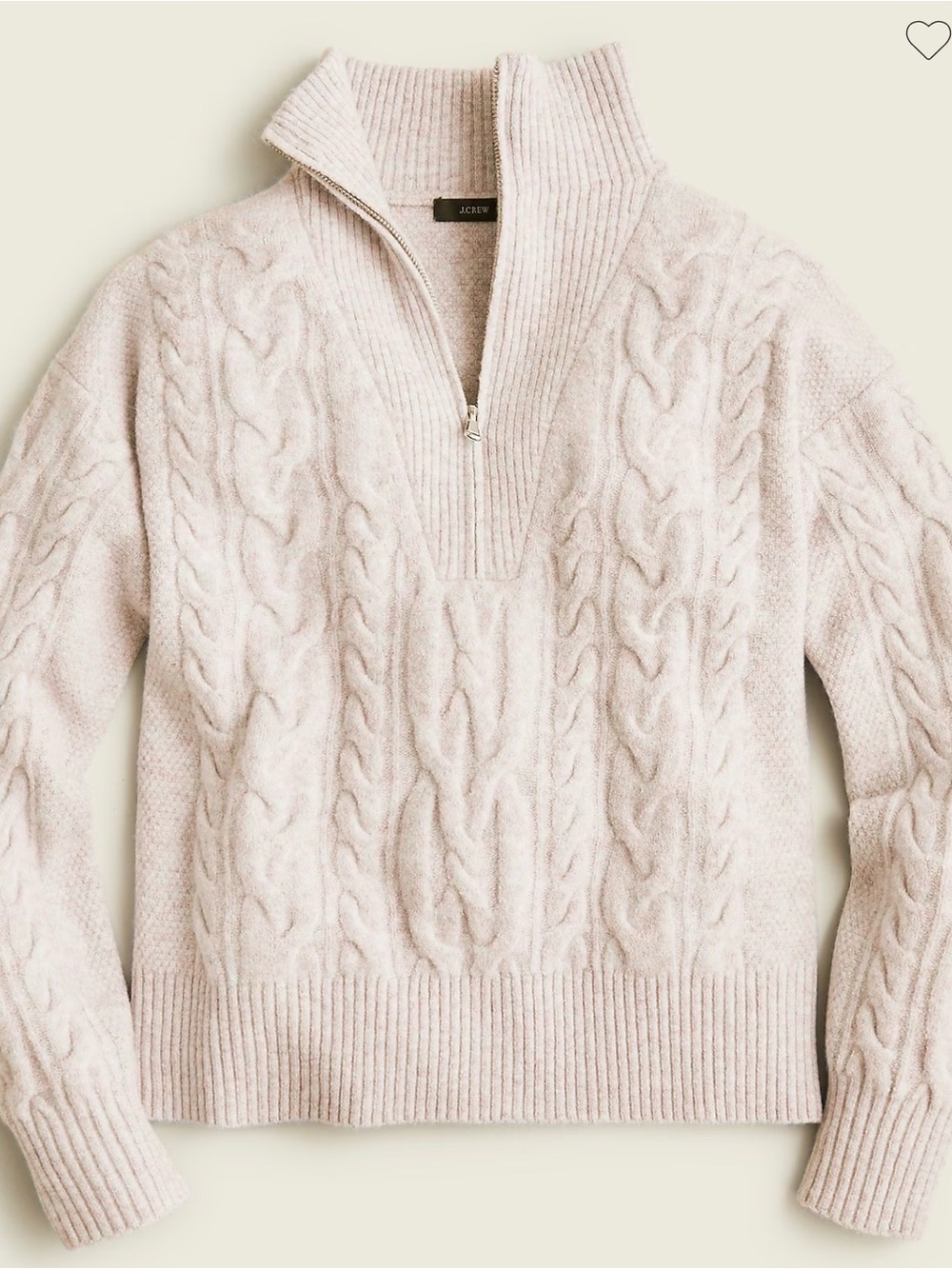 J. Crew women’s Cable-Knit Half-Zip Sweater size Large